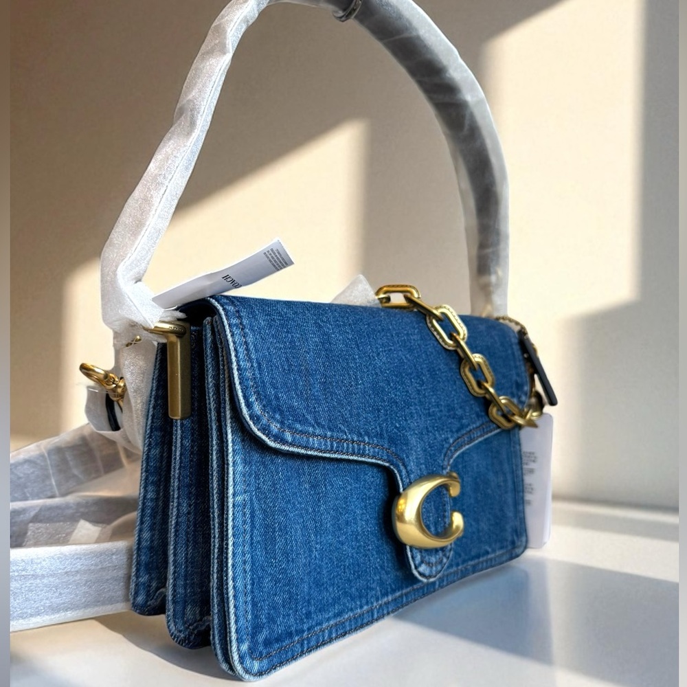 Coach Denim Shoulder Bag with Gold C Hardware - Picture 11 of 15